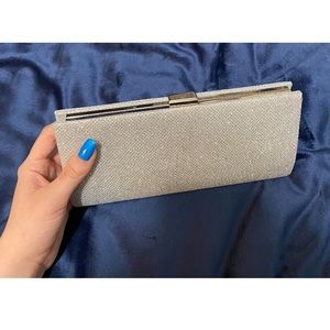 Silver Glitter Clutch Purse